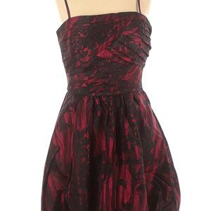 BCBG MAXAZRIA Women's Red Black Abstract Cocktail Mini Dress Sz 2